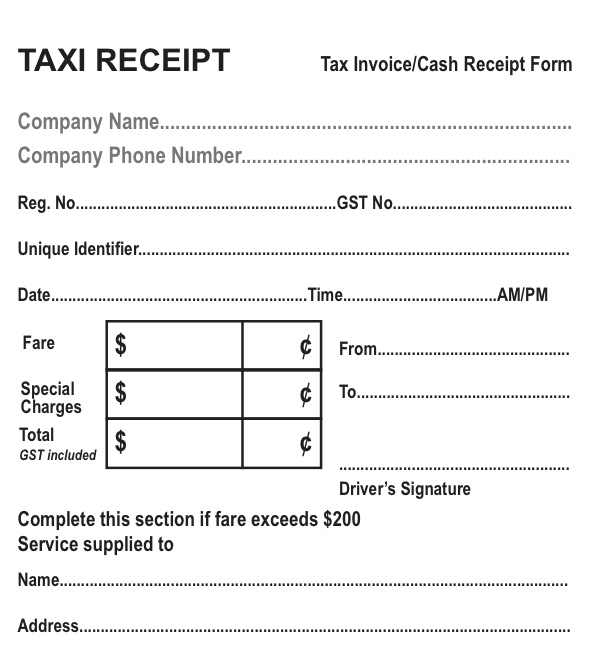 Generic Taxi Receipt